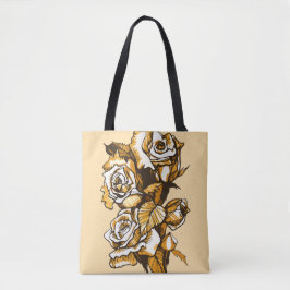 バラ,グラフィックフローラアート,咲くバラの花 トートバッグ
