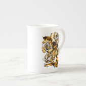 バラ,グラフィックフローラアート,咲くバラの花 ボーンチャイナマグカップ (正面右)