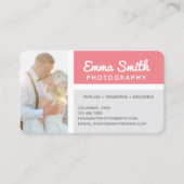 バラ&グレー写真のロゴパーソナライズされた 名刺 (正面)