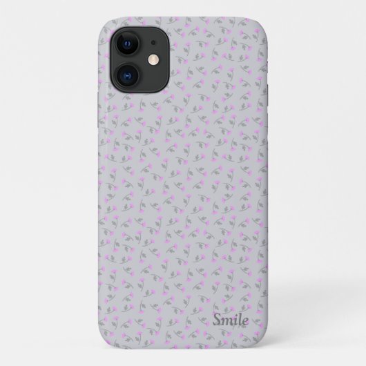 バラ(グレー) 名前 カスタム Case-Mate iPhoneケース (裏面)