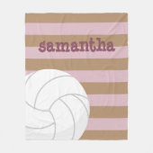 バラ&コーヒージャイアントバレーボールストライプの フリースブランケット (正面)