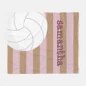 バラ&コーヒージャイアントバレーボールストライプの フリースブランケット (正面(横))