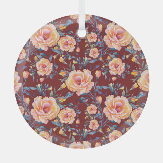 バラ、シームレスな赤い背景パターン ガラスオーナメント