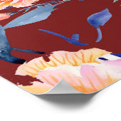 バラ、シームレスな赤い背景パターン ポスター (角)