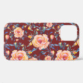 バラ、シームレスな赤い背景パターン Case-Mate iPhoneケース (裏面 (横))