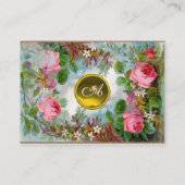 バラ&ジャスミンモノグラムジェムイエローリネン 名刺 (裏面)