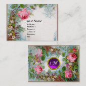 バラ&ジャスミンモノグラムジェムパープル金ゴールド 名刺 (正面/裏面)