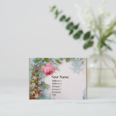 バラ&ジャスミンモノグラムジェムパープル金ゴールド 名刺 (スタンド正面)