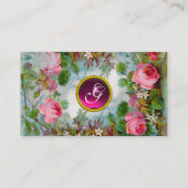 バラ、ジャスミン青、ピンク宝石モノグラムホワイト 名刺 (裏面)