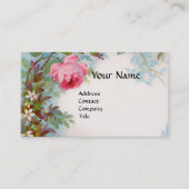 バラ、ジャスミン青、ピンク宝石モノグラムホワイト 名刺 (正面)