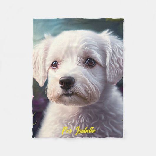 バラ&スイートドッグコレクション フリースブランケット (正面)