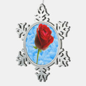 バラ&スカイブルー スノーフレークピューターオーナメント (右)