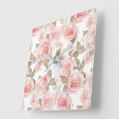 バラ スクエア壁時計 (傾斜)