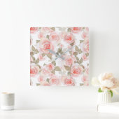 バラ スクエア壁時計 (ホーム)