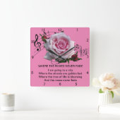 バラ スクエア壁時計 (ホーム)