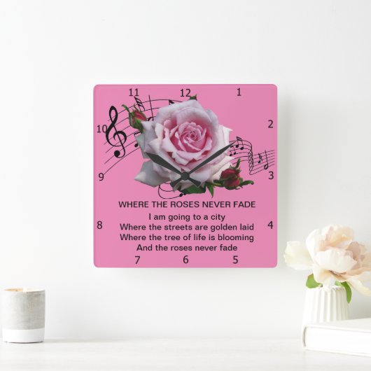 バラ スクエア壁時計 (ホーム)