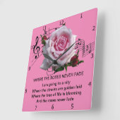 バラ スクエア壁時計 (傾斜)