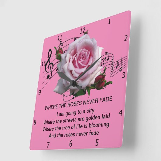 バラ スクエア壁時計 (傾斜)