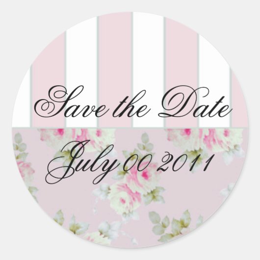 バラ&ストライプ封筒用シール_ピンク ラウンドシール (正面)