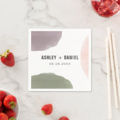 バラ、セージ、グレープモダンサークル結婚ズ スタンダードカクテルナプキン (インサイチュ)