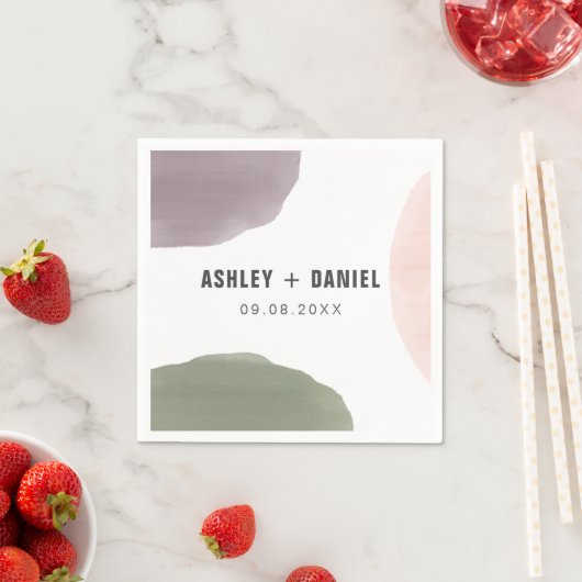 バラ、セージ、グレープモダンサークル結婚ズ スタンダードカクテルナプキン (インサイチュ)