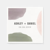 バラ、セージ、グレープモダンサークル結婚ズ スタンダードカクテルナプキン (正面)