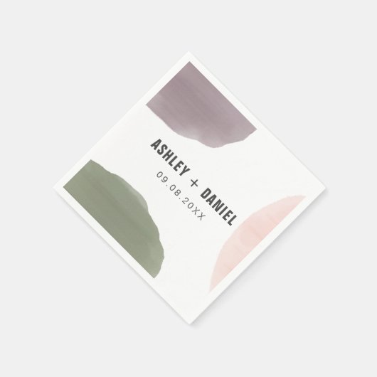 バラ、セージ、グレープモダンサークル結婚ズ スタンダードカクテルナプキン (角)