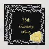 バラ&ダエレガントイヤモンド75誕生日 招待状 (正面/裏面)