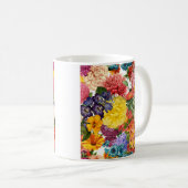 バラ、ダリア、マリゴールドの花柄 コーヒーマグカップ (正面右)