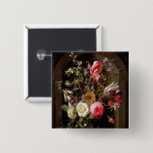 バラ、チューリップおよび他の花 缶バッジ (正面&裏面)