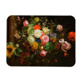 バラ、チューリップ、ひまわり、1710年の静物詩 マグネット (横)