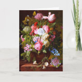 バラ、チューリップ、ヒヤシンスの花の静止ライフ カード (正面)