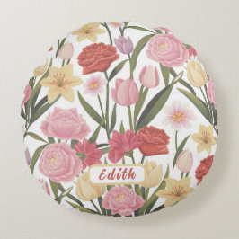 バラ、チューリップ、ユリ ラウンドクッション