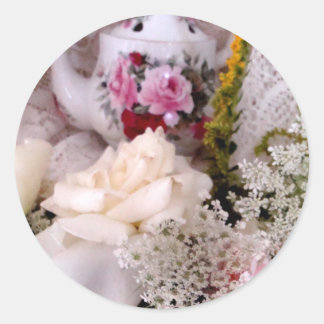 バラ&ティーポットシール ラウンドシール