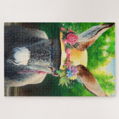 バラ/デイジーフラワーハットの標準ドンキー/ブルロ ジグソーパズル (横)