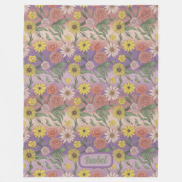バラ、デイジー、ひまわりの花とユリ フリースブランケット