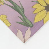 バラ、デイジー、ひまわりの花とユリ フリースブランケット (角)