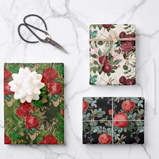 バラ・ドラゴンフライ系(デザイン5) ラッピングペーパーシート (正面)