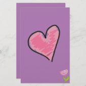 バラ-ハート固定 便箋 (正面/裏面)