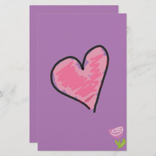 バラ-ハート固定 便箋 (正面/裏面)