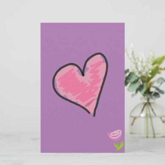 バラ-ハート固定 便箋 (スタンド正面)