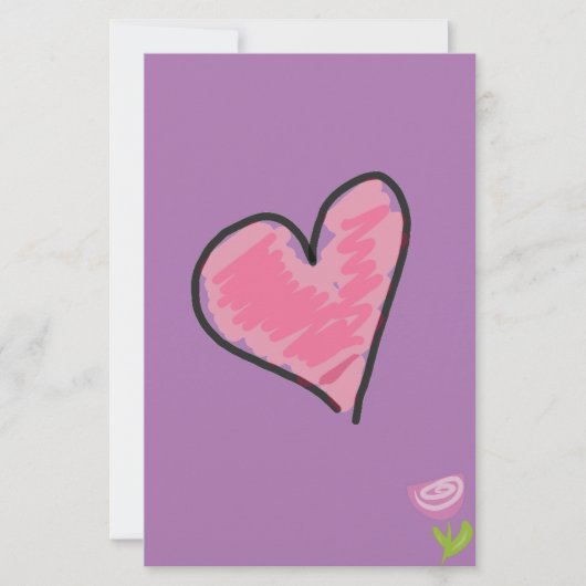 バラ-ハート固定 便箋 (正面)