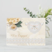 バラ、ハート、鳩、環状婚約 招待状 (スタンド正面)