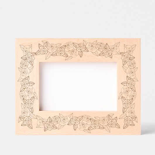バラ、バララブリーフローラ縁ど レーザー彫刻フレーム (正面)