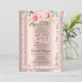 バラ,バラ金ゴールドグリッターフレームクラウン60番目の誕生日 招待状 (スタンド正面)