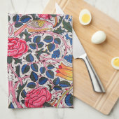 バラ・バードウィリアム・モリス キッチンタオル (四つ折り)