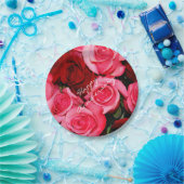 バラ、ピンクおよび赤紙パーティープレート ペーパープレート (パーティー)