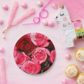 バラ、ピンクおよび赤紙パーティープレート ペーパープレート (パーティー)