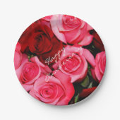 バラ、ピンクおよび赤紙パーティープレート ペーパープレート (正面)