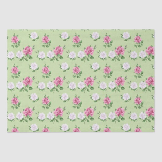 バラ（ピンクと白） 薄葉紙 (正面)